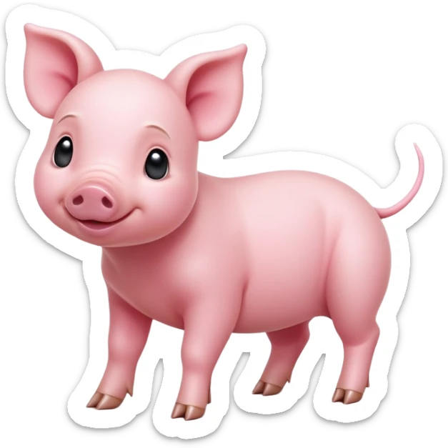 cinematic-[realistic piglet]-realistic-full-body-standing-emoji,-tail-flicking-lazily,-head-tilted-dramatically,-sleek-[pink]-skin,-simplified-yet-realistic-focused-features,-highly-detailed,-glowing-with-an-almost-sarcastic-glow sticker