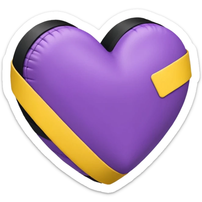 Heart with purple and yellow, and a black bandage  sticker