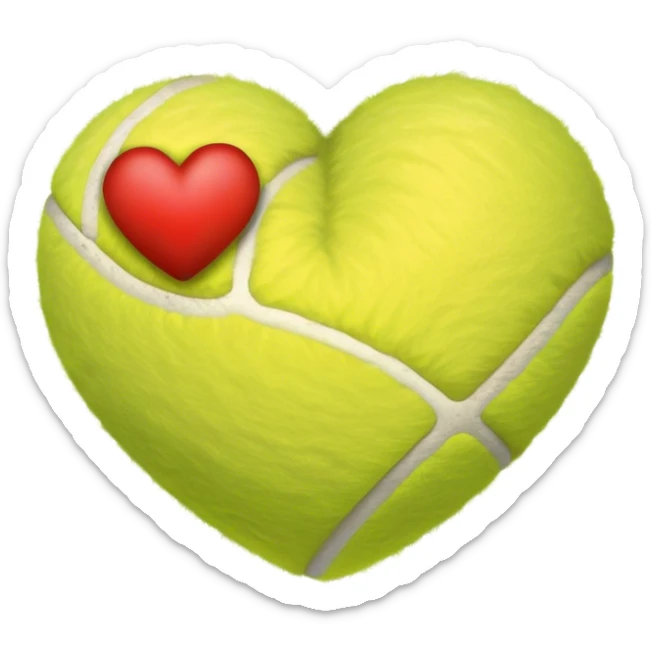 Tennis ball in the shape of heart sticker