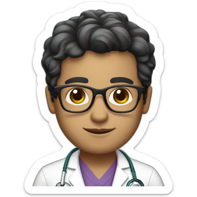 AI latin doctor dark hair and glasses sticker