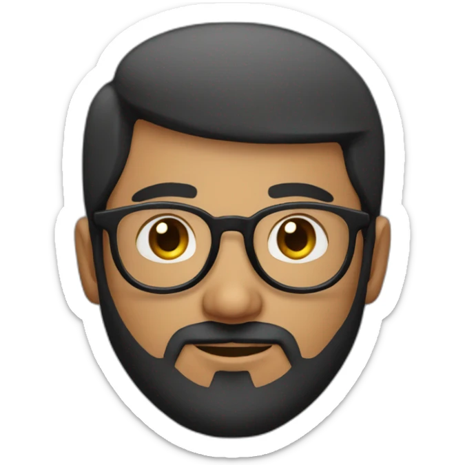 indian guy with round glasses with fair skin with straight hair with round fully circular glasses black eyes black hair with trimmed beard sticker