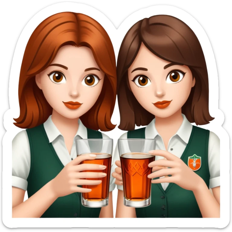 Two girls with brown hair drink jagermaister sticker