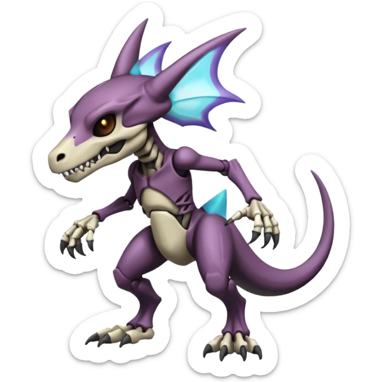 Shiny Badass Edgy Dark Evil Spectral Dusky Spooky Skeletal Cool Hot Stylish Handsome Duskull-Marowak-Genesect-Fakémon-fusion (full body) sticker