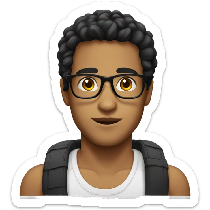 young man tanned whit black hair straight whit glasses sticker