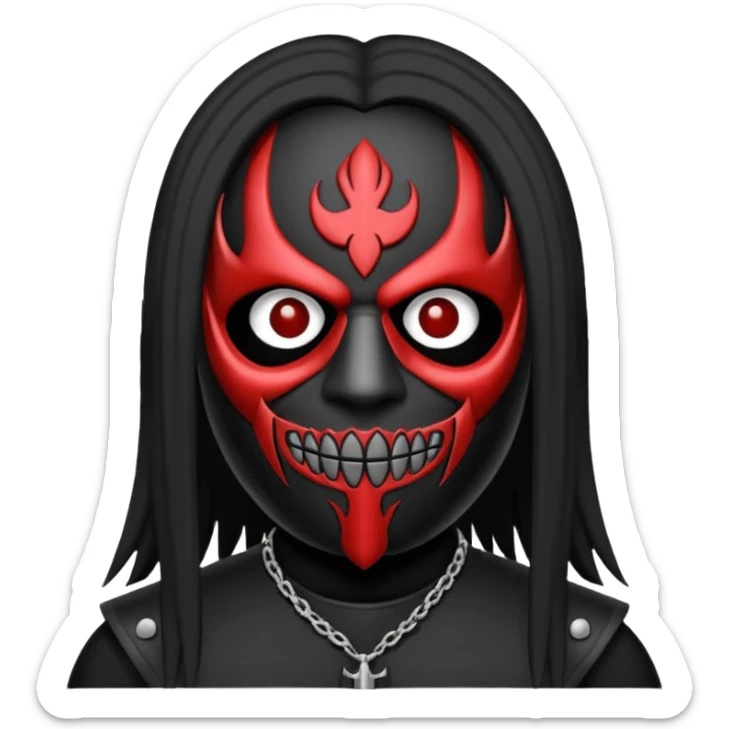 Um emoji gotico com a máscara de espinhos do integrante do slipknot joey jordison sticker