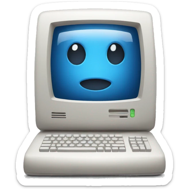 Computer with face sticker