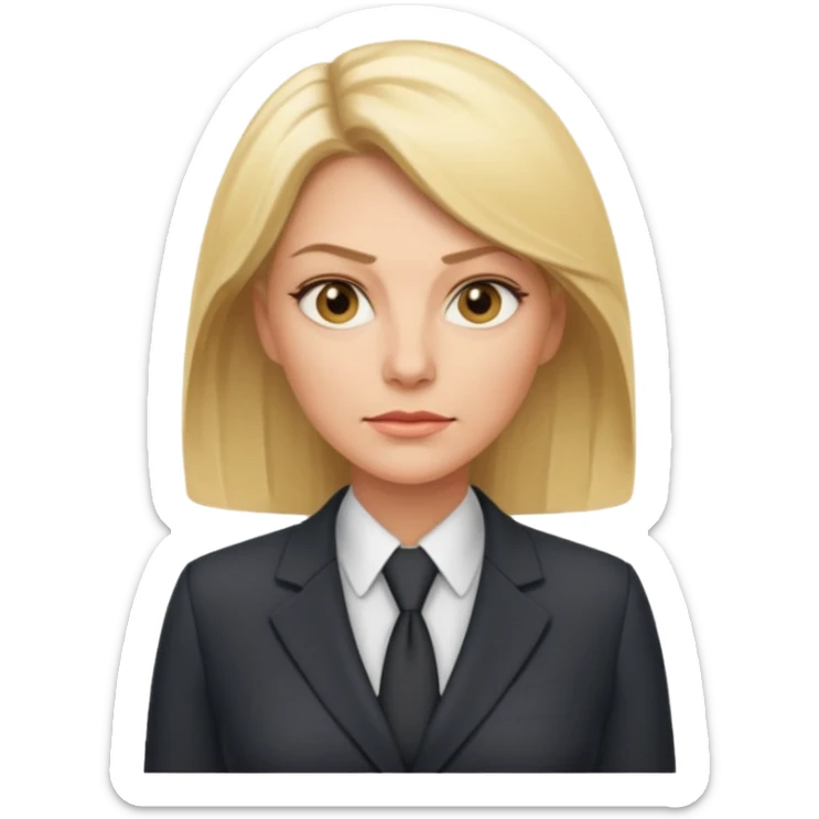 serious blond business woman in her forties in full suit sticker
