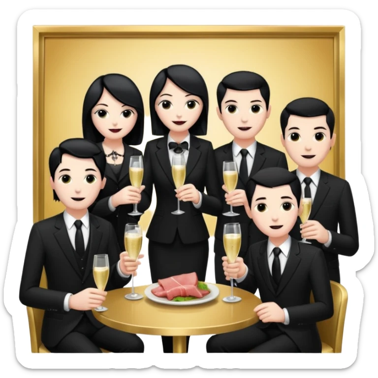 goth corporate executives enjoying champagne Party at SPAM meat cafe paris LANDSCAPE  sticker