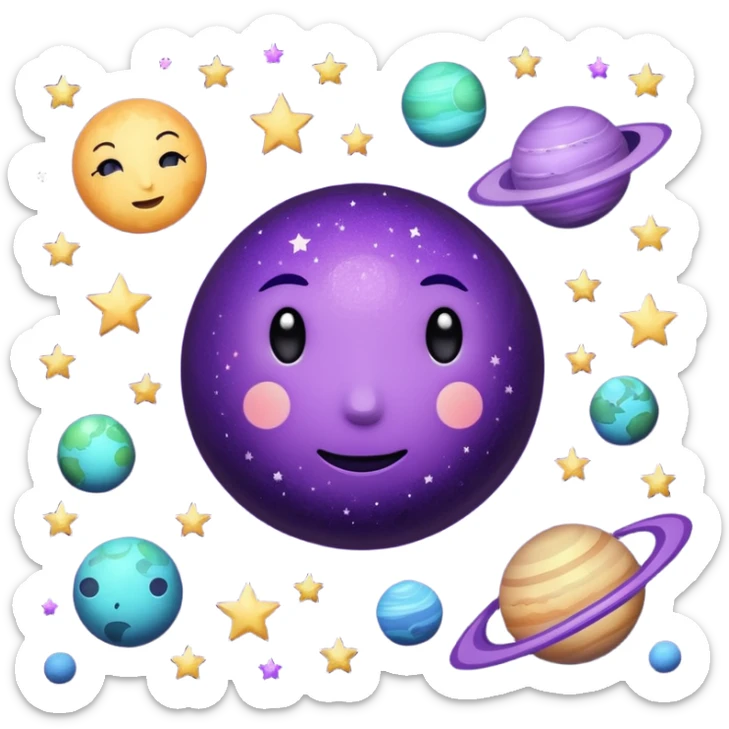 dark matter stars and moons planets and happyness dark purple glitter sticker
