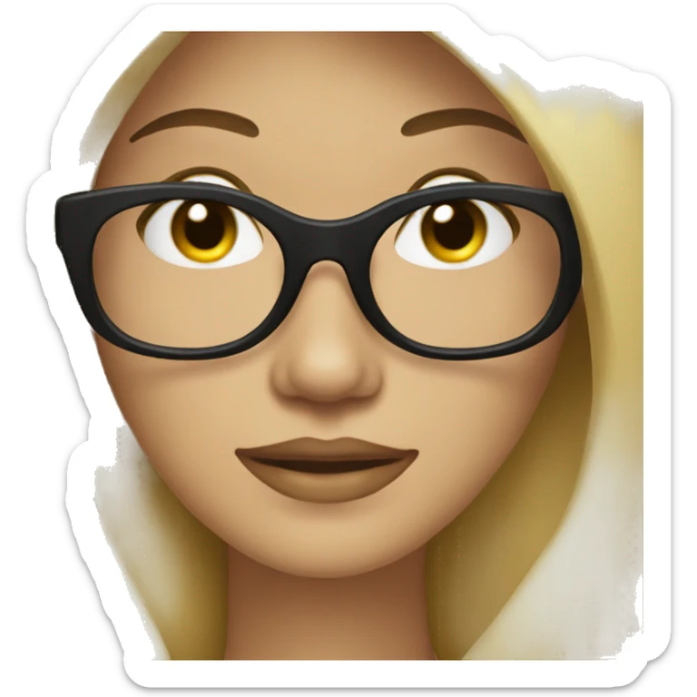 blonde woman with black glasess and long black hair sticker
