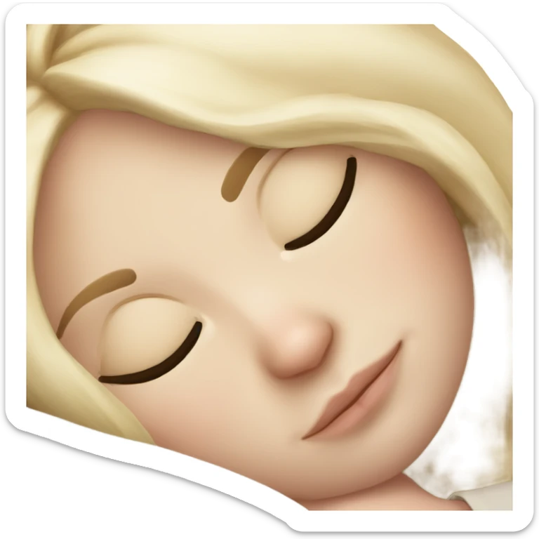 White girl blonde hair sleeping with kitty. kitty has black and white markings sticker