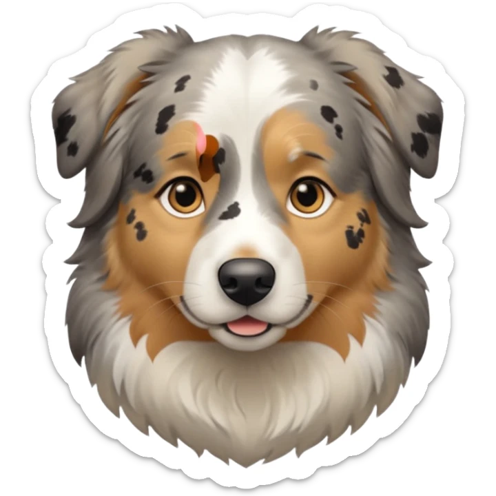 Australian Shepherd golden retriever tan eyebrows  black and speckled grey fur on chest.  sticker