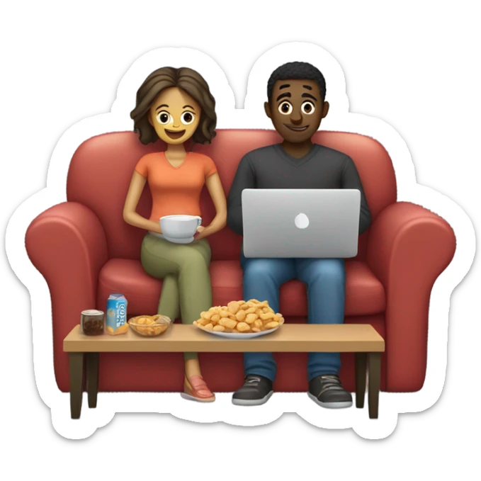 Husband and wife up late watching movies  sticker