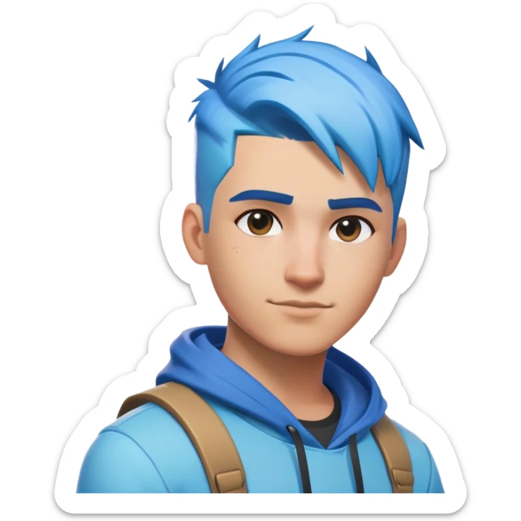 popular fortnite streamer with a low taper fade and blue hair sticker