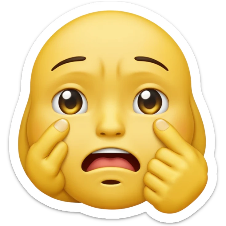 crying emoji with hand on mouth put in a fist sticker