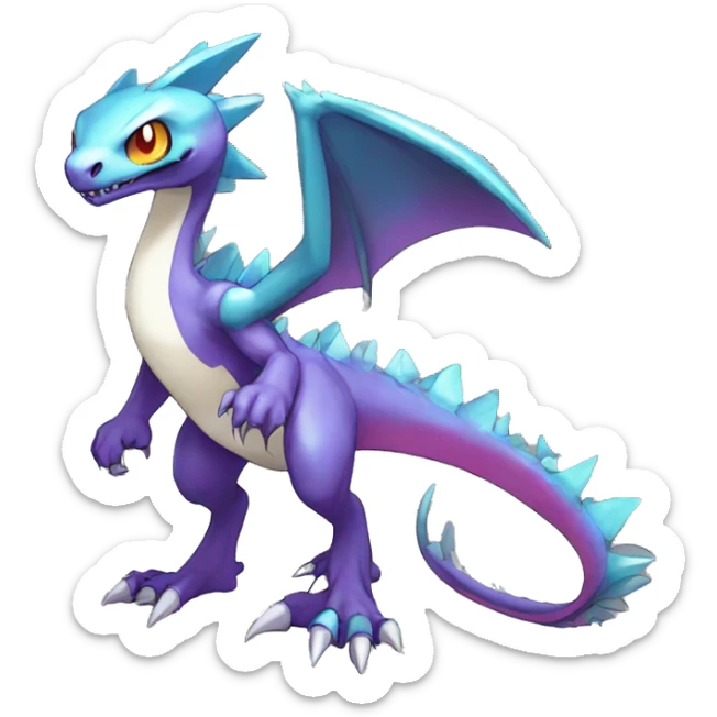  Cool Edgy Cute Shiny Colorful Digimon-Fakemon-Reptile full body sticker