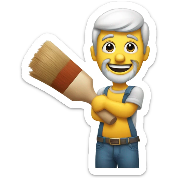 emoji de un pintor de casa con un rodillo en la mano sticker