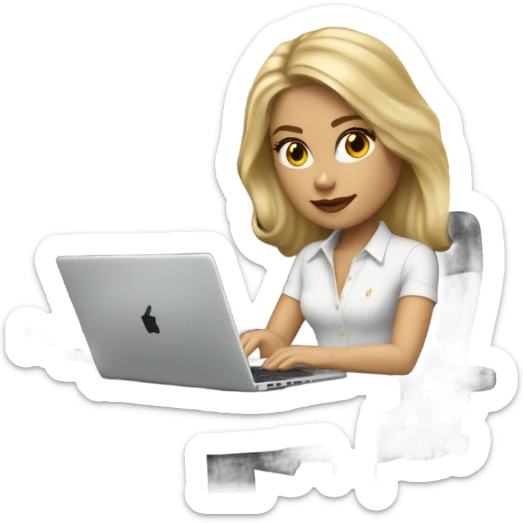 Blonde Ralph lauren women working at desk with lap top sticker