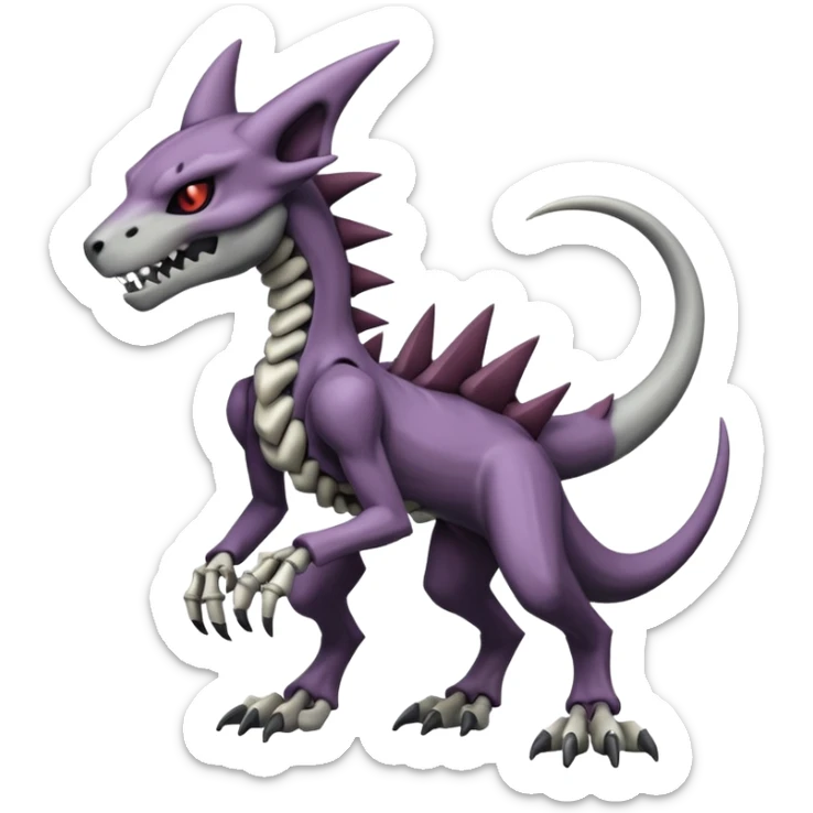 Shiny Badass Edgy Dark Evil Spectral Dusky Spooky Skeletal Cool Hot Stylish Handsome Marowak-Darkrai-Genesect-Fakémon-fusion (full body) sticker