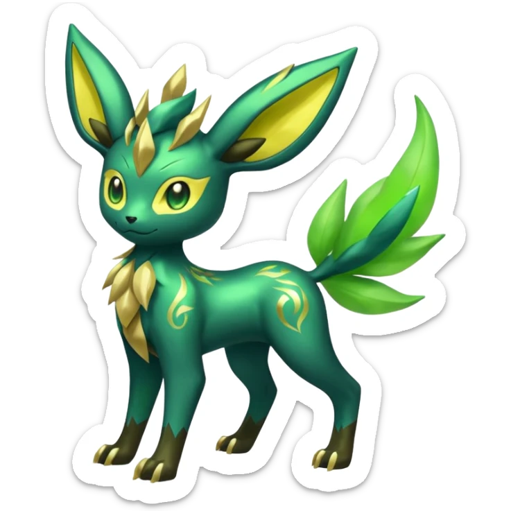 Shiny 4-legged Electrike-Virizion-Zygarde-Leafeon-fusion, full body sticker