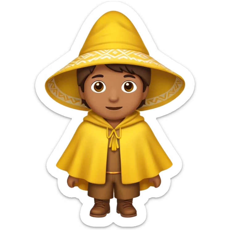 classic yellow emoji of a Peruvian wearing a chullo and poncho sticker