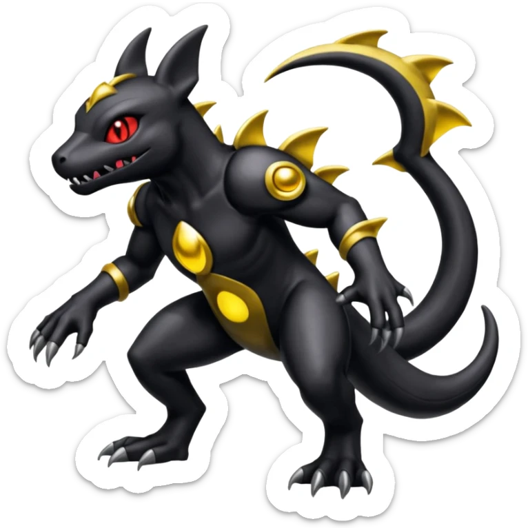Shiny Evil Dusknoir-Salandit-Umbreon-Fakémon-hybrid-creature (full body)  sticker