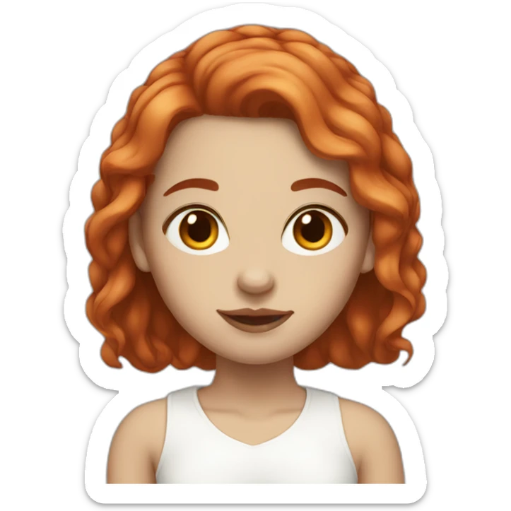 Female with white skin, brown eyes, red hair, nose piercing sticker