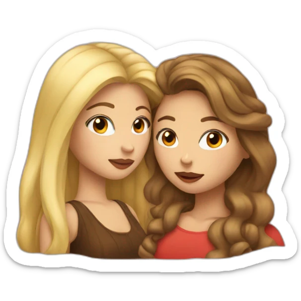 Blond woman and brown hair woman kiss sticker