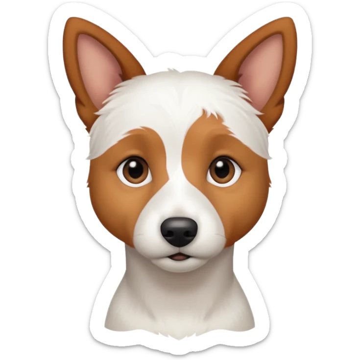 a fully white jack russell the size of a kelpie with light brown ears and a light brown patch on one eye sticker