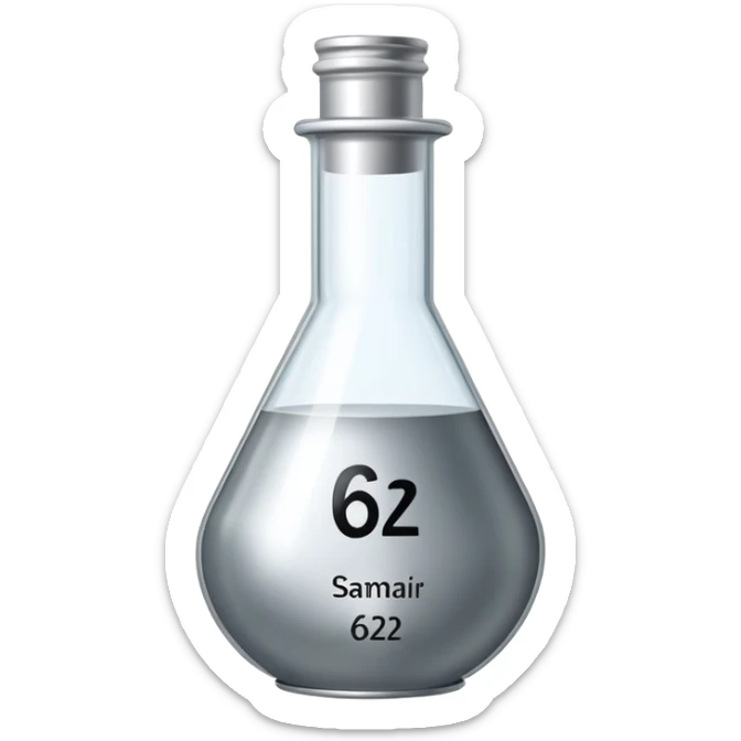 samarium rare earth mineral, silvery metal, chemical element Sm, atomic number 62 sticker