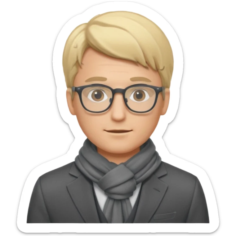 gray scarf male blond hair with suit glasses sticker