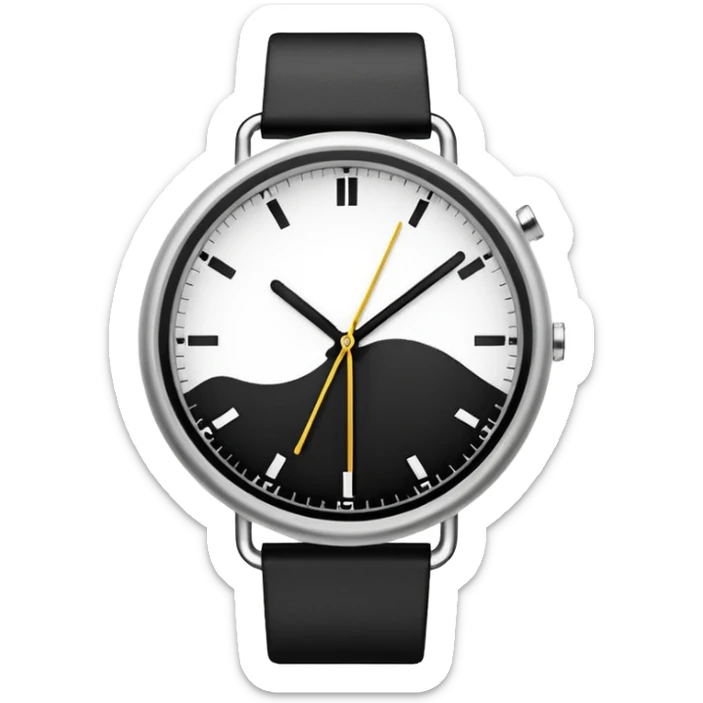 necesito un reloj, ilustrado minimalista, a blancoy negro, con linea delgada , como un icono sticker