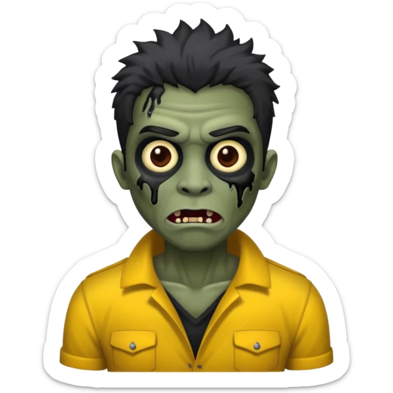 Zumbi com cabelo preto de tamanho médio e roupa preta (Masculino) sticker