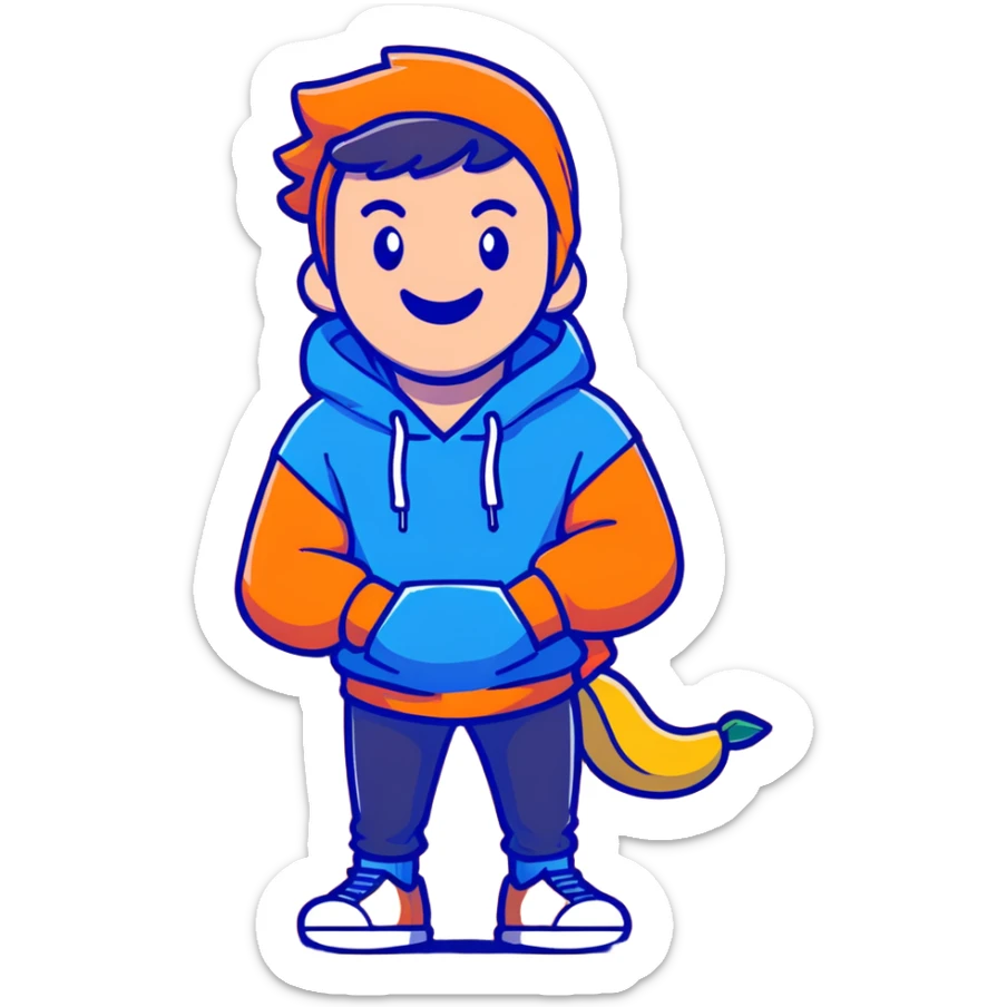 portrait of Mr. Beast, smiling, blue hoodie, energetic vibe sticker