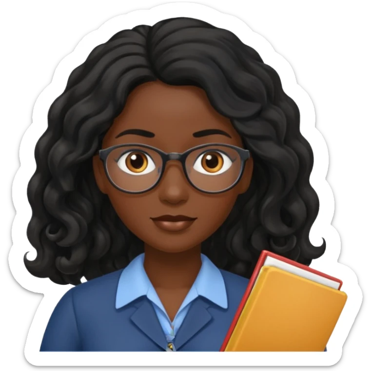 Black women teacher with black long  wavy hair chalkboard background sticker