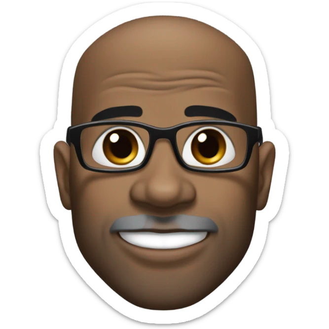 deon sanders with small round face and suit and glasses and buzz cut and small black eyes and small gray beard and small black eyes and wrinkled forehead sticker