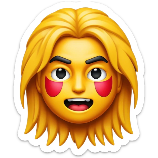 Cinematic Realistic Rock 'n' Roll Pop Culture Emoji, depicted with a dynamic portrayal of the rebellious spirit of rock music rendered with bold textures and vibrant, edgy lighting. sticker