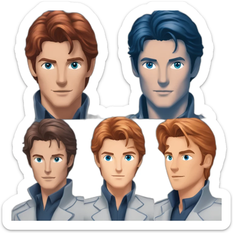 alain delon young space detective blue eyes neat red hair sticker