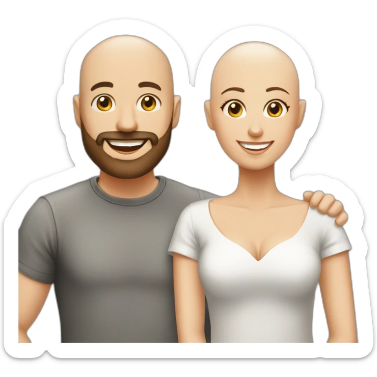 Happy-secret-couple-bald-guy-with-beard-with-shorthaired-brunette-girl sticker