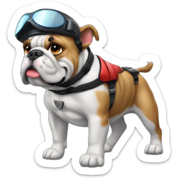 bulldog con casco de piloto de coche de carreras sticker