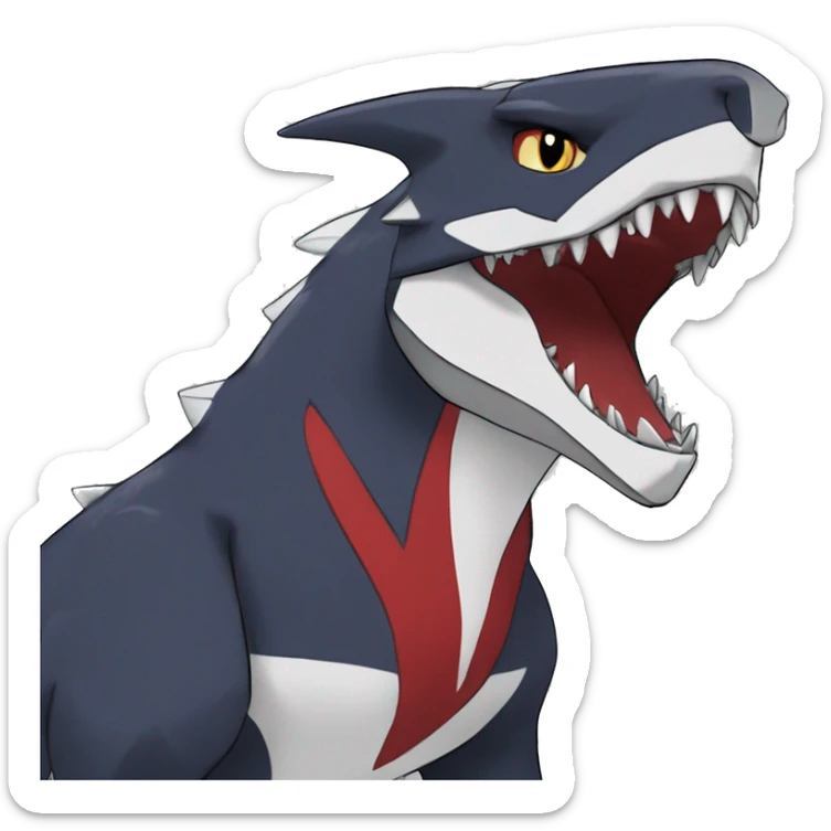 Black Cool Edgy Anthro Sharpedo-Sergal-Garchomp-Fakémon  with White and Red Edgy markings sticker