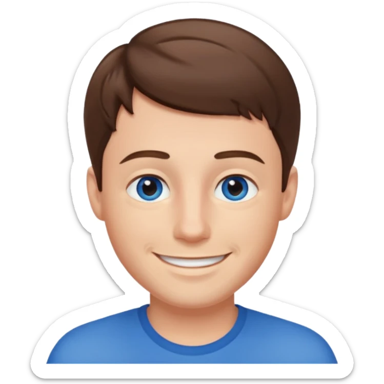 adult male with short, brown hair and blue eys sticker