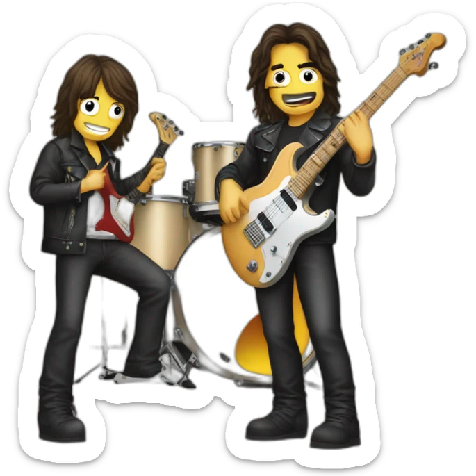 Grupo de rock baterista, guitarra eléctrica y bajista sticker