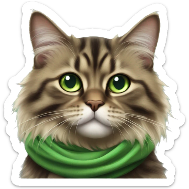 Brown and black striped Siberian cat with green eyes dressed as obi wan kenobi  sticker