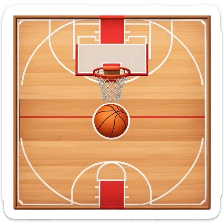 A miniature basketball court with a hoop and markings sticker