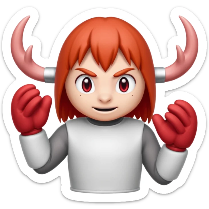 Sonic the hedgehogs friend knuckles a red animal with peach arms and white gloves he’s a echidna with red eyes and mittens with two horns on the knuckles sticker