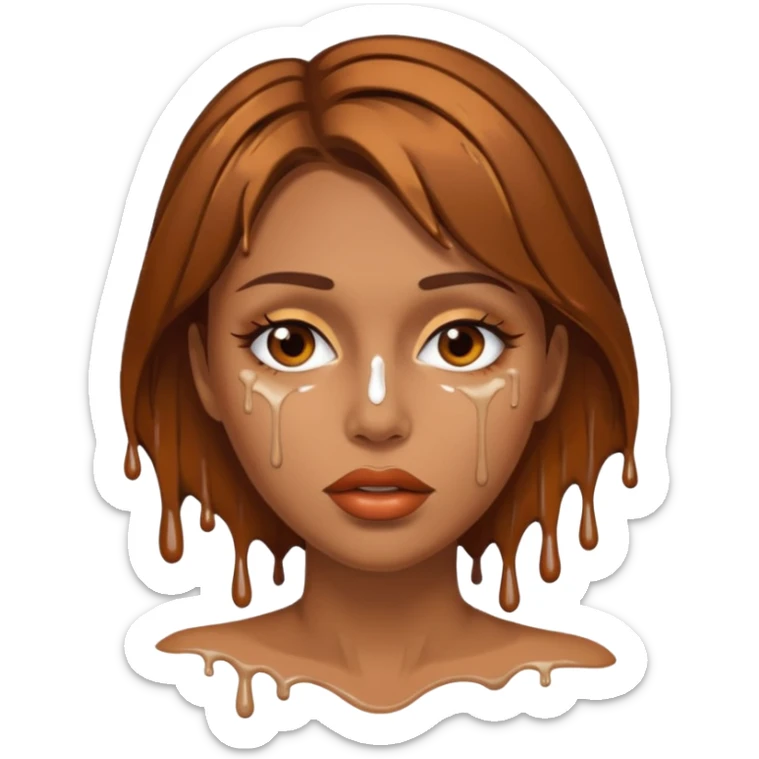 Brown Hair, Woman, white paint drip, face, hot, Sexy, lips sticker