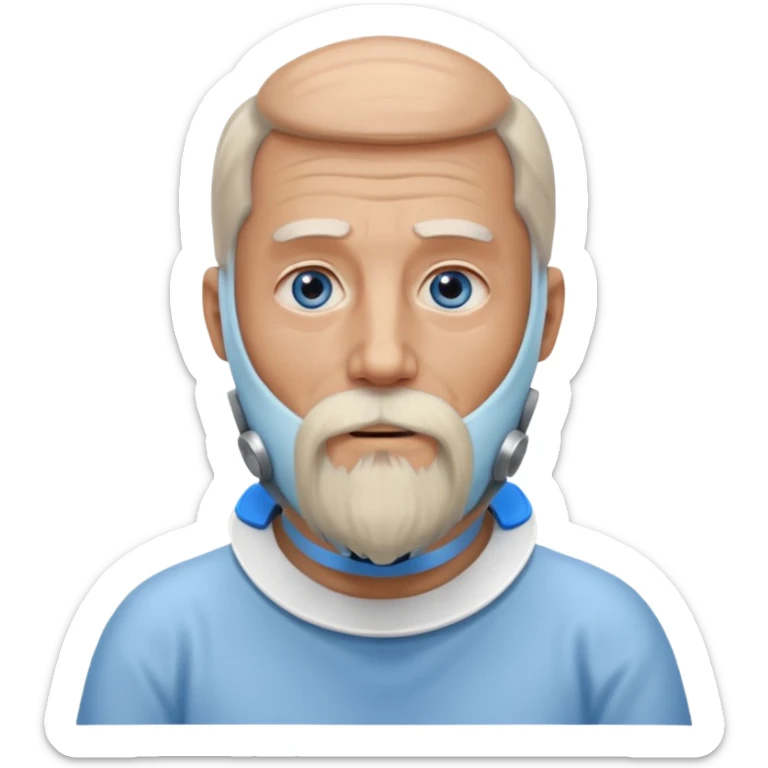 Older man with a full long beard, a medical neck brace, and blue eyes. sticker