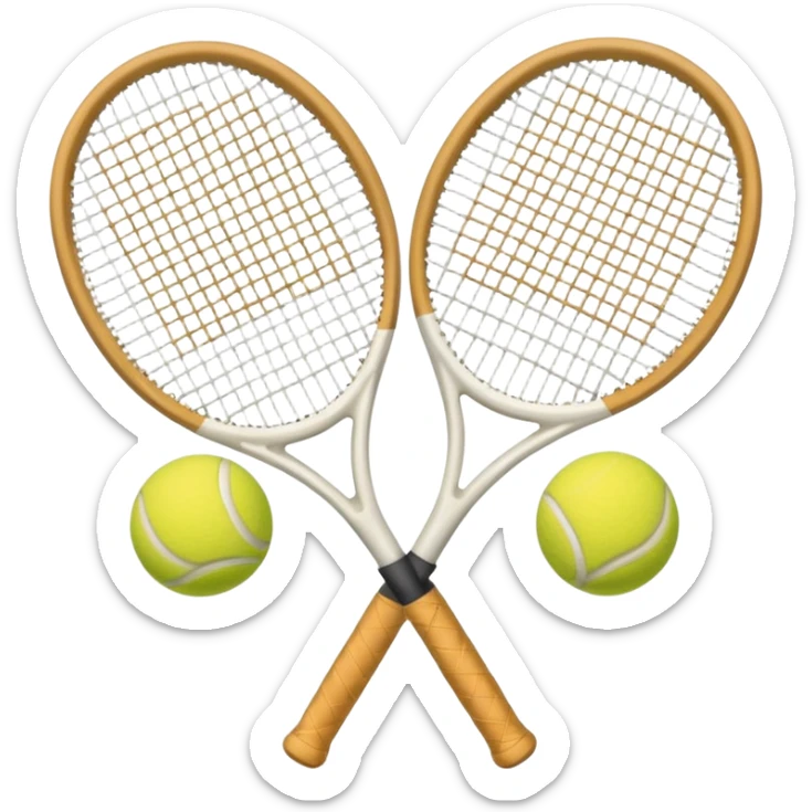 2 White Tennis rackets with beige tennis ball aesthetic  sticker