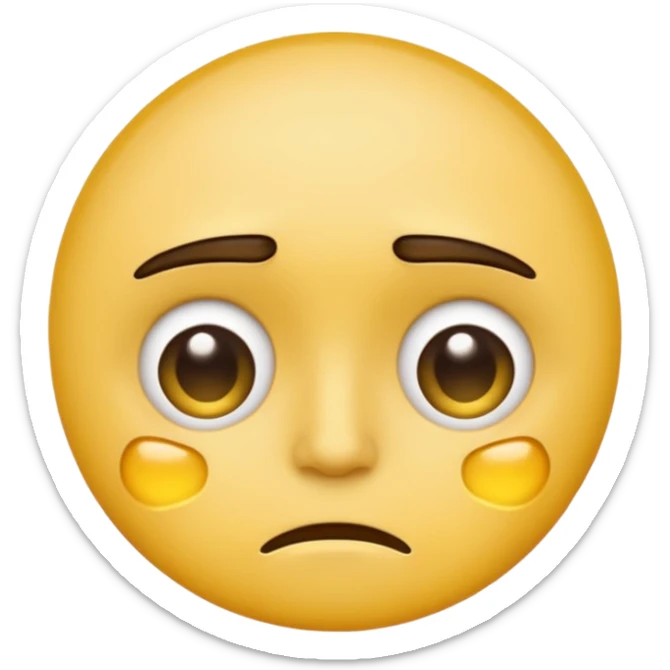 yellow face with dark circles under eyes, tired and weary look, emoji style sticker